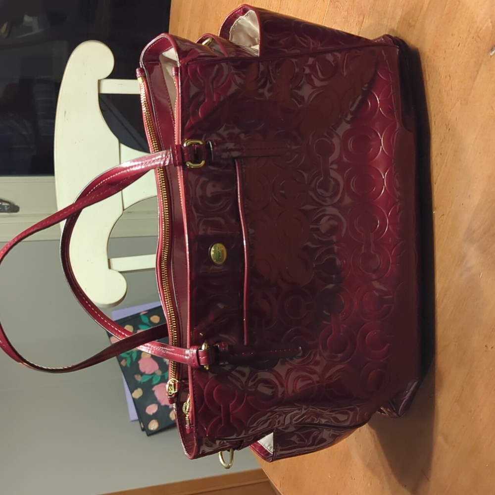 Coach Embossed Patent Leather Diaper/Laptop Bag. Perfect as a gym bag!